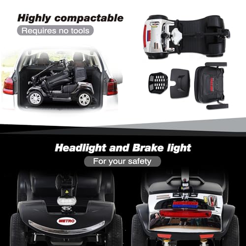4 Wheel Foldable Electric Mobility Scooter for Seniors, 300 lbs Compact Heavy Duty Mobile