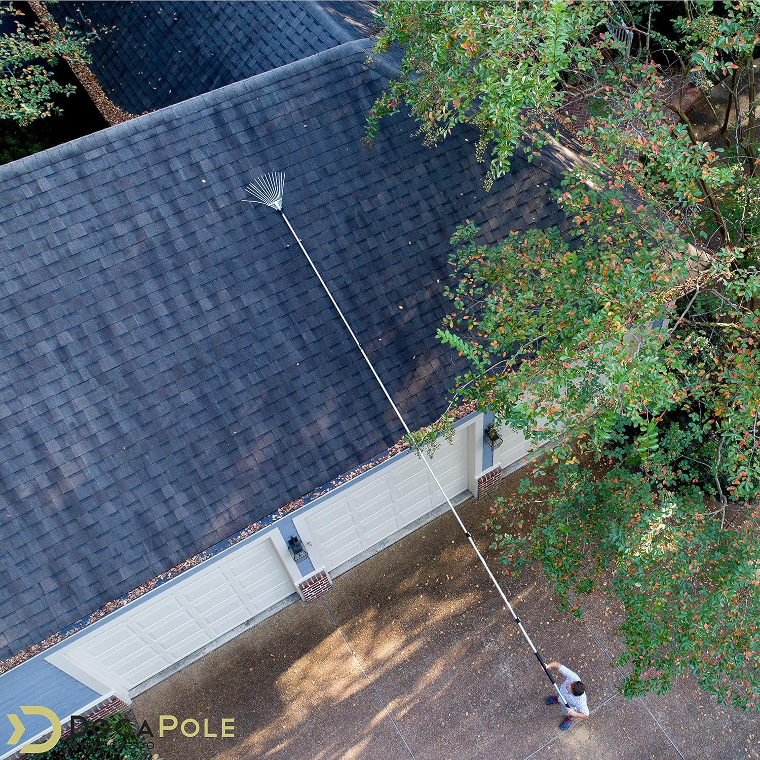 DOCAZOO - DocaPole Roof and Yard Rake Extension Pole - Adjustable, Telescopic, Clean Leaves, Sticks and Debris - 6 to 24 foot