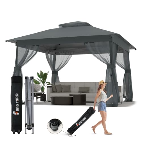 Outdoor Pop Up Gazebo 10x10 - Instant Canopy Tent with Mosquito Nettings
