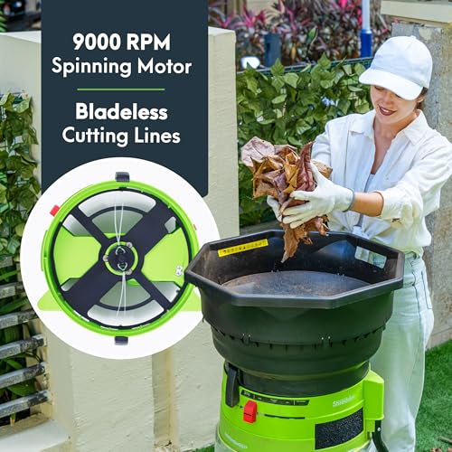 XL Bladeless Leaf Shredder & Mulcher | Powerful 15 Amp, 9,000RPM Motor for 18:1 Reduction Ratio