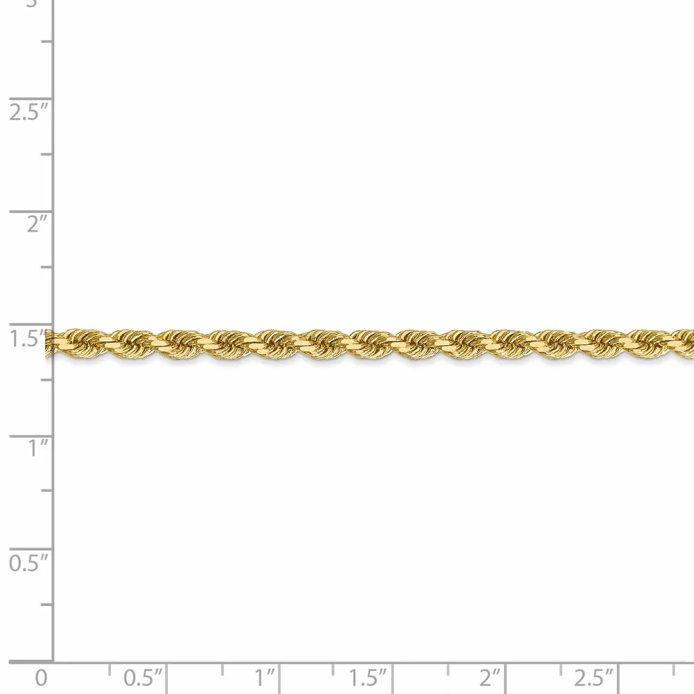 Leslie's Real 14kt Yellow Gold 3.5mm Diamond-Cut Rope Chain; 24 inch; Lobster Clasp; for Adults and Teens; for Women and Men