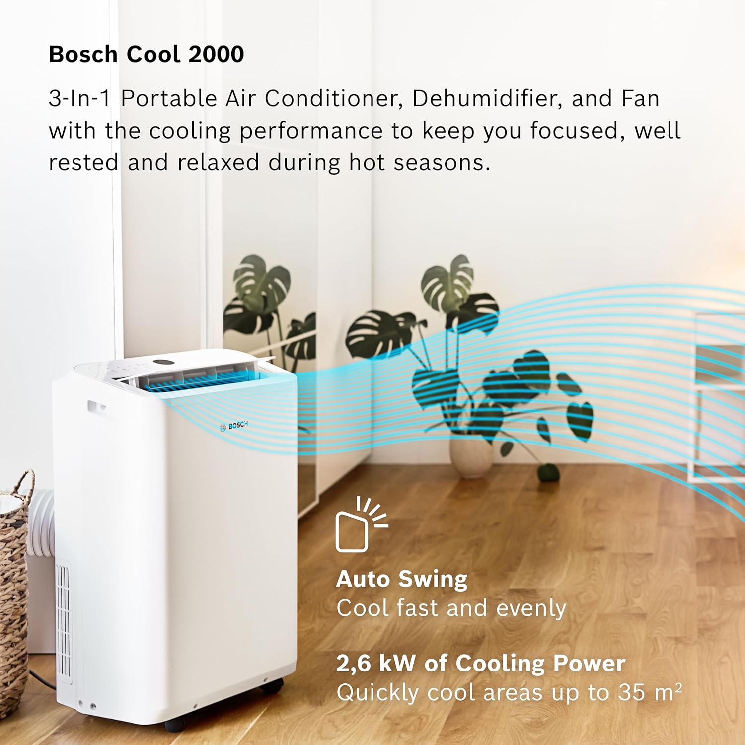 Bosch Cool 2000 Portable AC - 3-in-1: Air Conditioner
