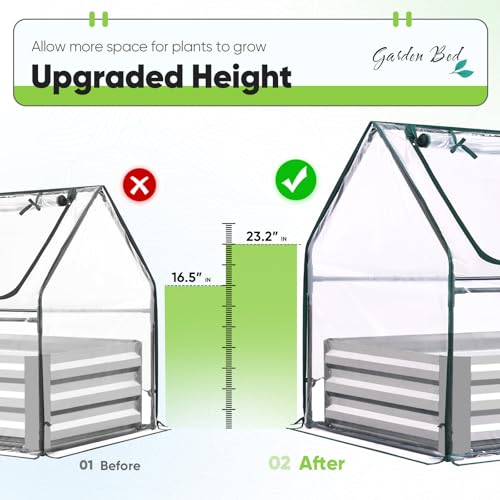 Quictent Raised Garden Bed Galvanized Raised Beds for Gardening Vegetables with Cover 8x4x1 ft Metal Planter Box Outdoor Use (Clear)