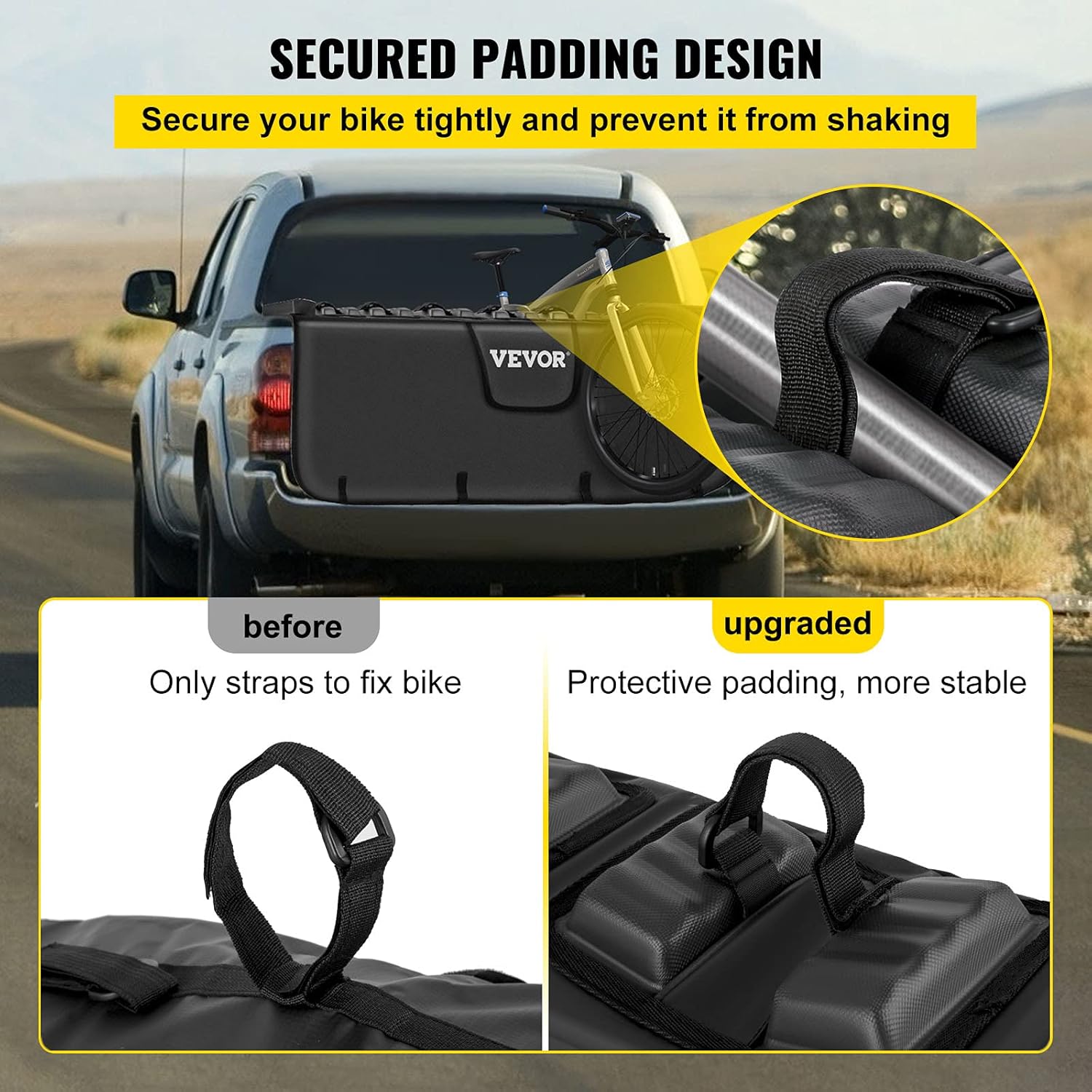 VEVOR Tailgate Pad for Bikes, Tailgate Protection Cover Carries UP to 6 Mountain Bikes, 63 Bike Pickup Pad for Pickup Truck, Upgraded