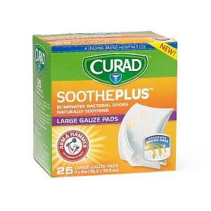 Curad SoothePlus Gauze Pads with Arm %26 Hammer Baking Soda, 4x22 x 4