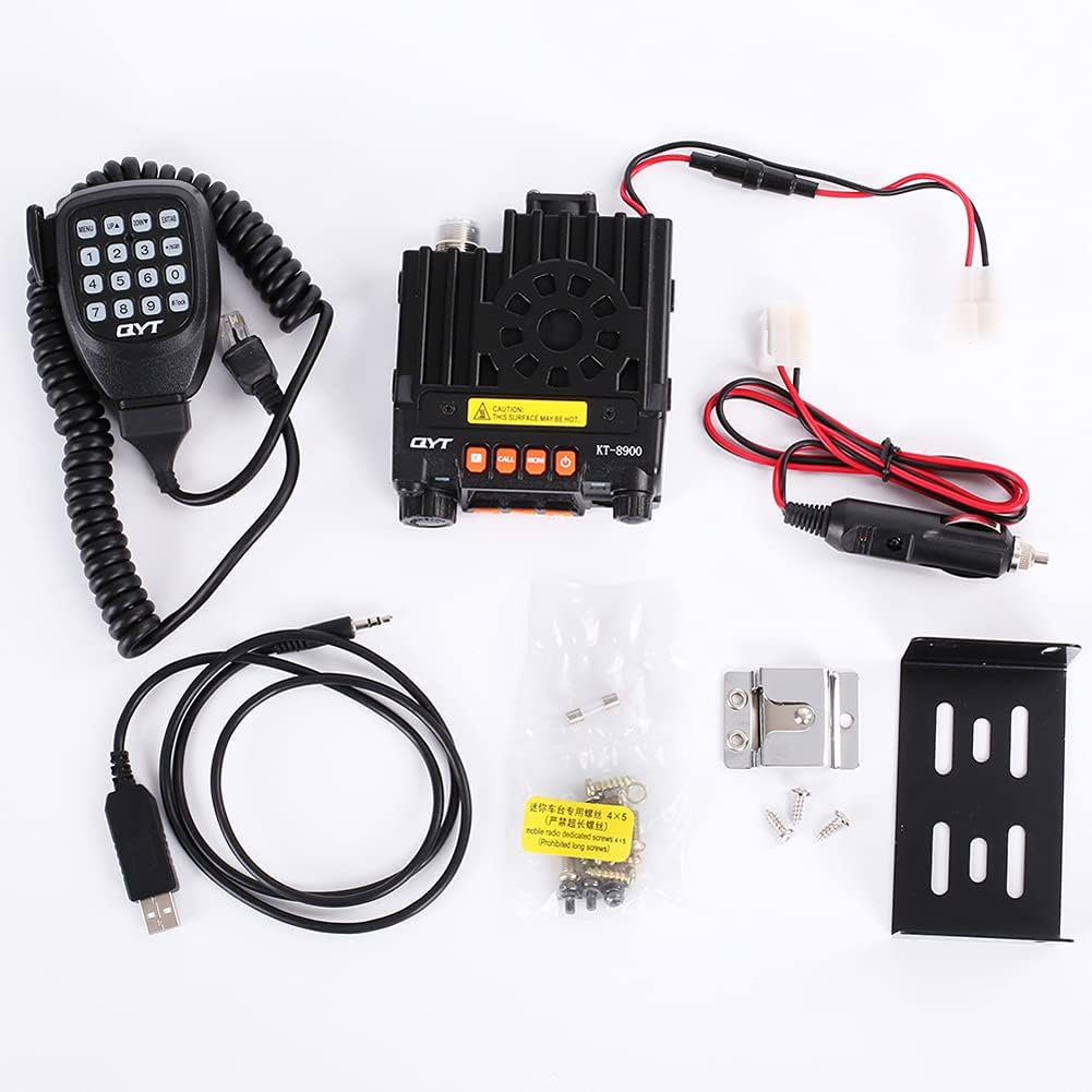 QYT KT-8900 Dual Band 25W Mini Mobile Transceiver VHF UHF Portable Ham Radio with USB Programming Cable