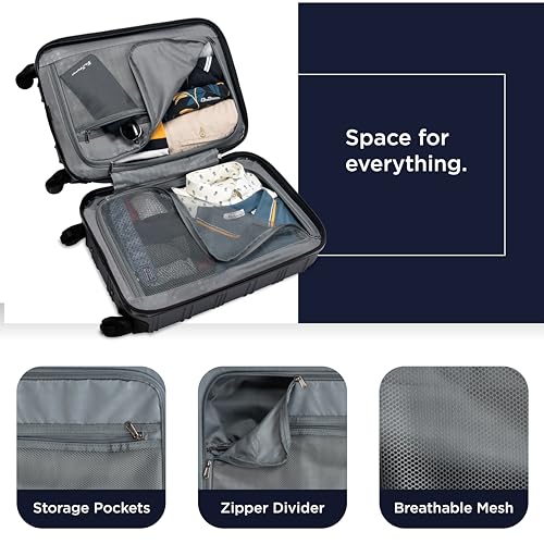 Ben Sherman Nottingham Lightweight Hardside 4-Wheel Spinner Travel Luggage, Charcoal, 28-Inch Checked