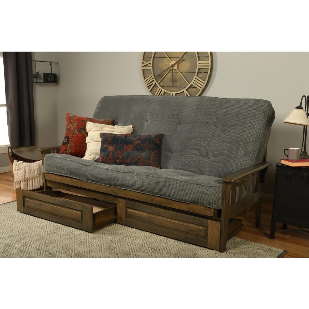 Kodiak Furniture Tucson Queen-size Wood Storage Futon-Thunder Gray Mattress