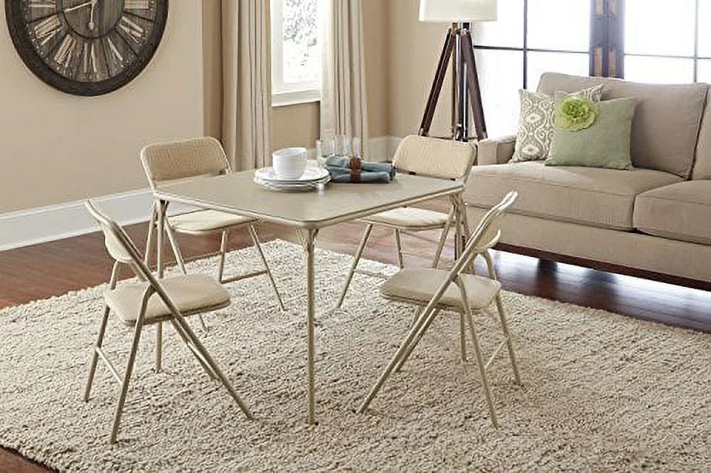 Cosco 5-Piece Folding Table and Chair Set, Tan