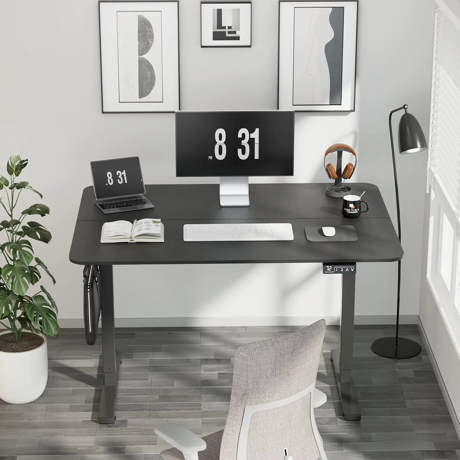 Height Adjustable Electric Standing Desk 40 inch Computer Table  Home Office Workstation  40in  White Leg/White Top