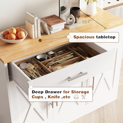 Vongrasig 43&rdquo; Sideboard Buffet Cabinet with Storage, Farmhouse Coffee Bar with Drawers and Shelves, Wood Buffet Table for Kitchen, Dining Room