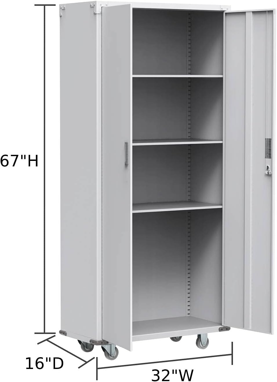 VINGLI Steel Storage Cabinet 72-Inch Metal Cabinets with Doors and Adjustable Shelves for Garage, Kitchen, Office and Laundry Room