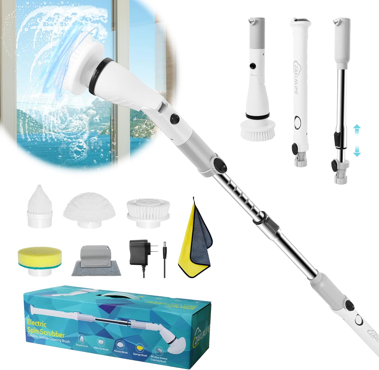 Shower Cleaning Brush, Electric Spin Scrubber, Cordless Shower Scrubber for Cleaning, Tub and Tile Power Scrubber