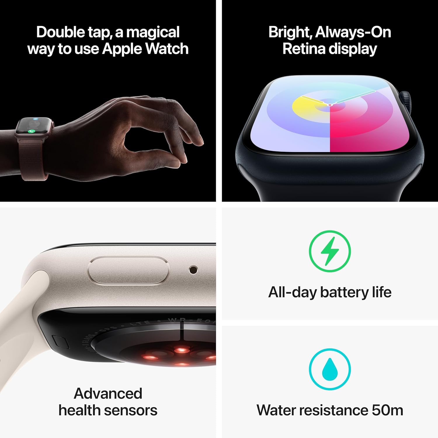 Apple Watch Series 9 [GPS + Cellular 45mm] Smartwatch with Midnight Aluminum Case with Midnight Sport Band M/L. Fitness Tracker