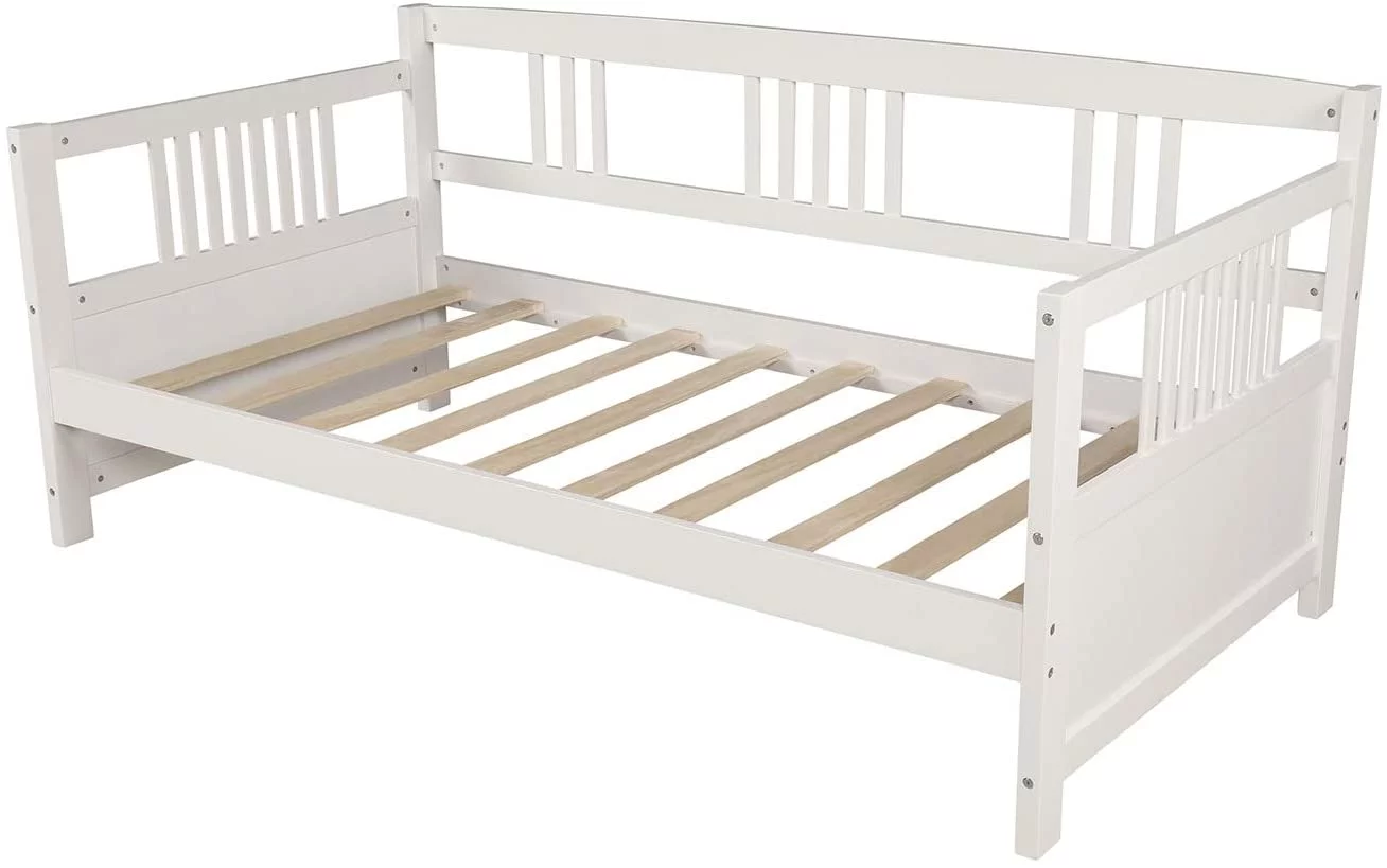 Churanty Solid Wood Daybed, Twin Size Bedframe Multifunctional Daybed for Kids,White