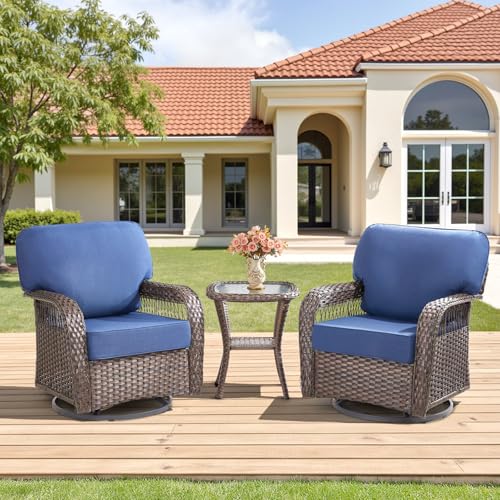 7 Pieces Outdoor Furniture Set with Swivel Chairs