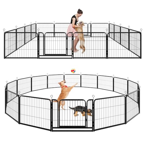 Dog Playpen Outdoor Extra Wide 12 Panels Heavy Duty Anti-Rust Coating-Strengthened Dog Fence 40" Height with Doors Portable for RV Camping Yard