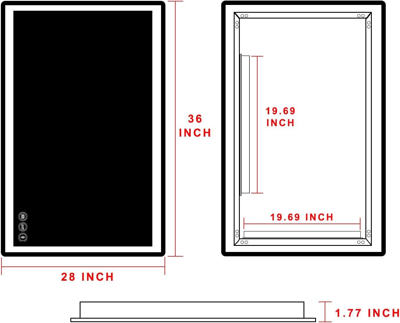 LED Bathroom Mirror for Wall - JORYOO 36x24 Inch Anti-Fog Bathroom Mirror with Lights - Lighted Bathroom Mirror