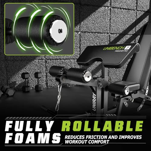 Weight Bench, Workout Bench for Home Gym with 1200 LBS Capacity, Adjustable Weight Bench with Heavy Duty Leg Extension and Preacher Pad