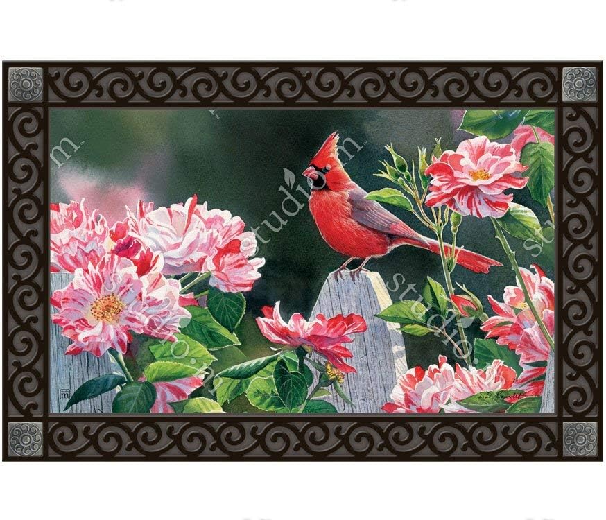 MatMates Cardinal with Variegated Roses Doormat Insert - 18" x 30"
