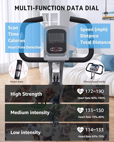 Foldable Exercise Bike Stationary Bikes for Home, 5 IN 1 Indoor Workout Bike, Cycling Bike with 16-Level Quiet Magnetic Resistance