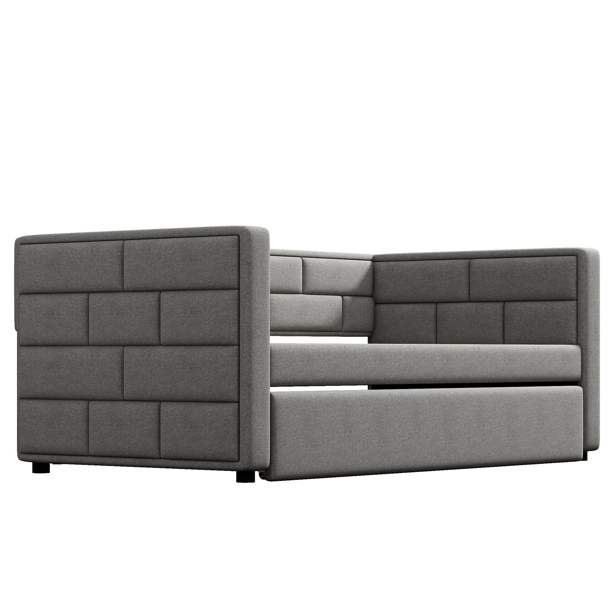 Euroco Modern Wood with Trundle Daybed, Twin, Gray