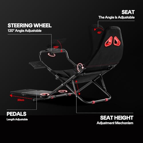 RACGTING Racing Simulator Cockpit for G920 G29 G923, Foldable Racing Simulator for Thrustmaster T248X T248 T300 T150 458 TX Xbox PS5 PS4 PC (Black)