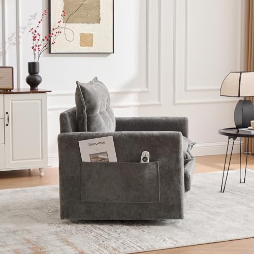 360 Swivel Accent Barrel Chair with Storage Ottoman & Headrest