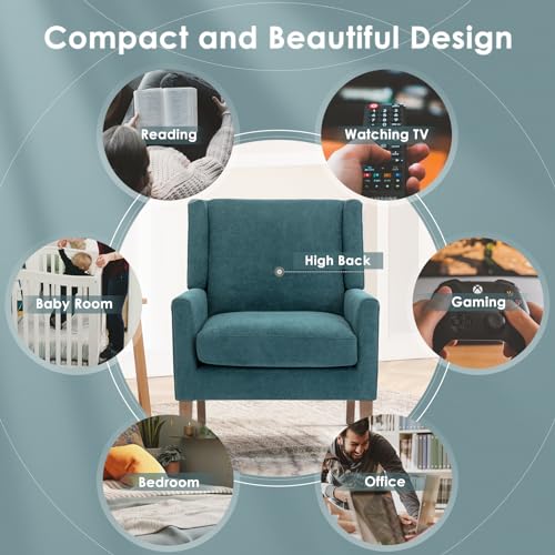 COLAMY Modern Wingback Living Room Chair, Upholstered Fabric Accent Armchair