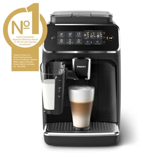 Philips 3200 Series Fully Automatic Espresso Machine, LatteGo Milk Frother, 5 Coffee Varieties, Intuitive Touch Display, 100% Ceramic Grinder