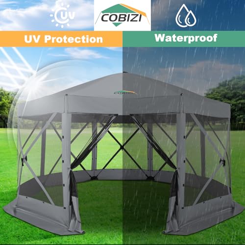 COBIZI 12x12ft Pop up Gazebo Screen Tent Screen House for Camping, Camping Outdoor Screened Gazebo, Canopy Tent