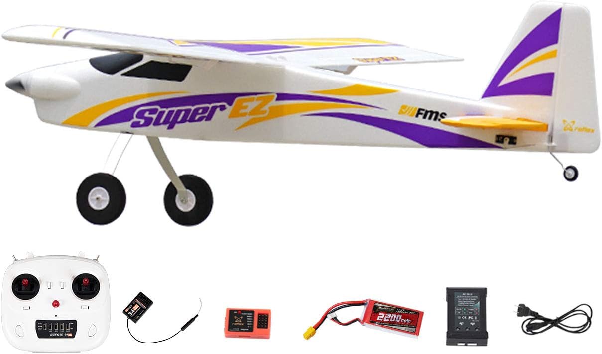 FMS Rc Planes for Adults Remote Control Airplane Super EZ Trainer V4 RTF Ready to Fly with Reflex Gyro system1220mm Wingspan with Floats 4CH Water