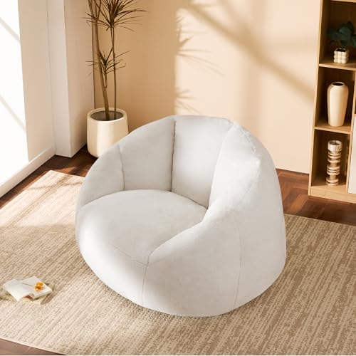 Giant Bean Bag Chair for Adults - Comfy Plush Round Shell Soft Accent Chair, Oversized Cozy Lounge Floor Sofa Reading Chair