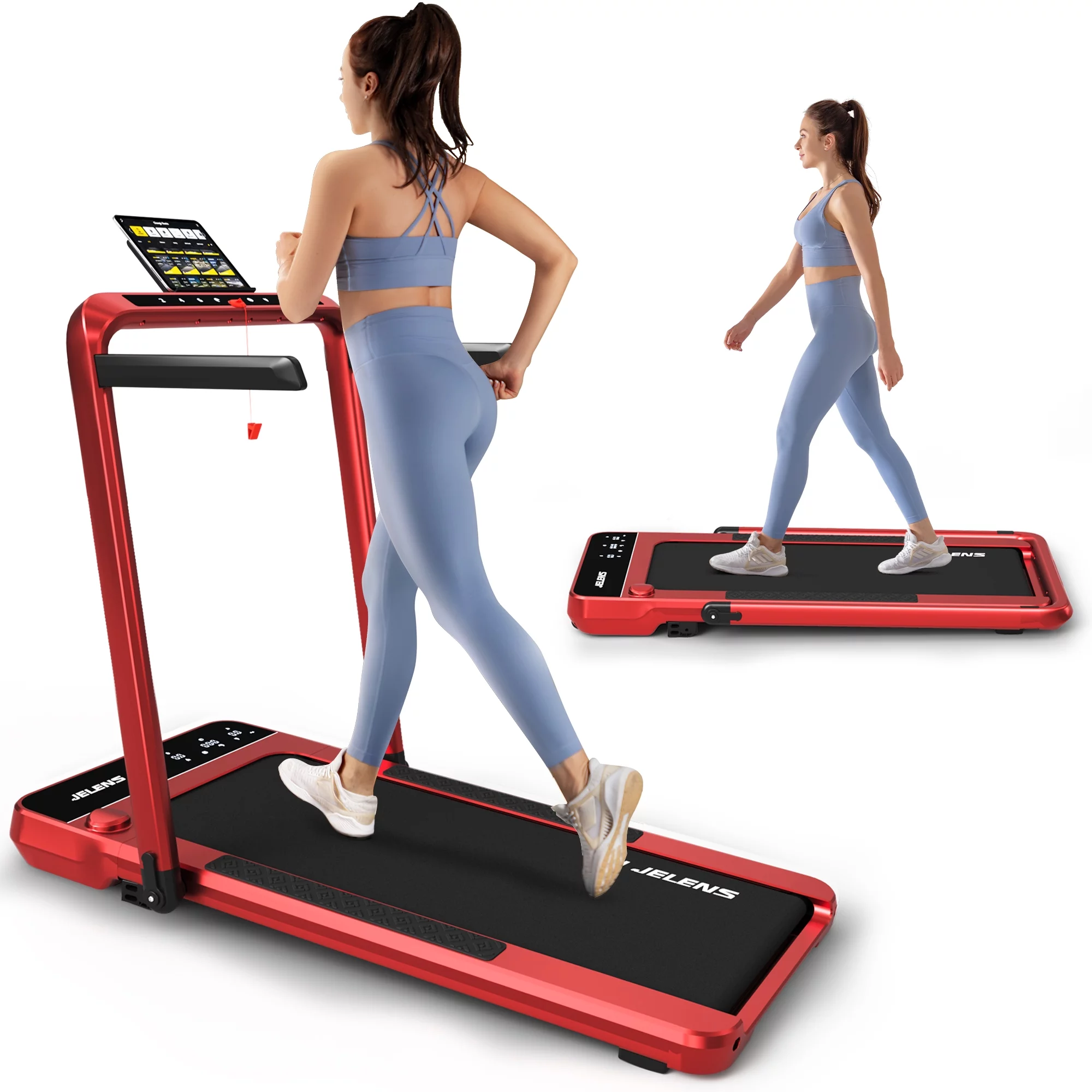 JELENS 2 in 1 Incline Treadmill Under Desk Walking Pad 2.5HP Home Folding Treadmills with Gesture Sensing Control