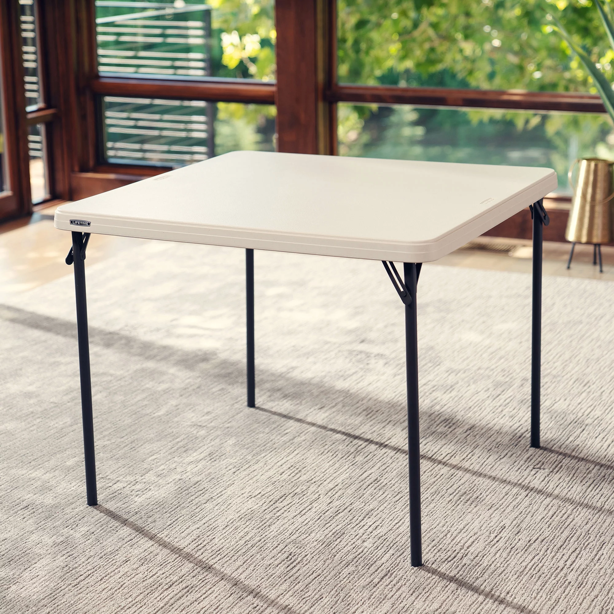 Lifetime 37 inch Square Folding Table, Indoor/Outdoor Commercial Grade, White Granite (80783)