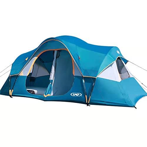 UNP Camping Tent 10-Person-Family Tents, Parties, Music Festival Tent, Big, Easy Up, 5 Large Mesh Windows, Double Layer, 2 Room, Waterproof