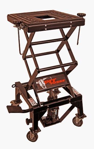 Pit Posse PP2551S Motorcycle ATV Scissor Floor Jack Lift Table Stand with Caster Wheels 13 Inches Thru 36-Inch-High - Stable - Safe - Comfortable