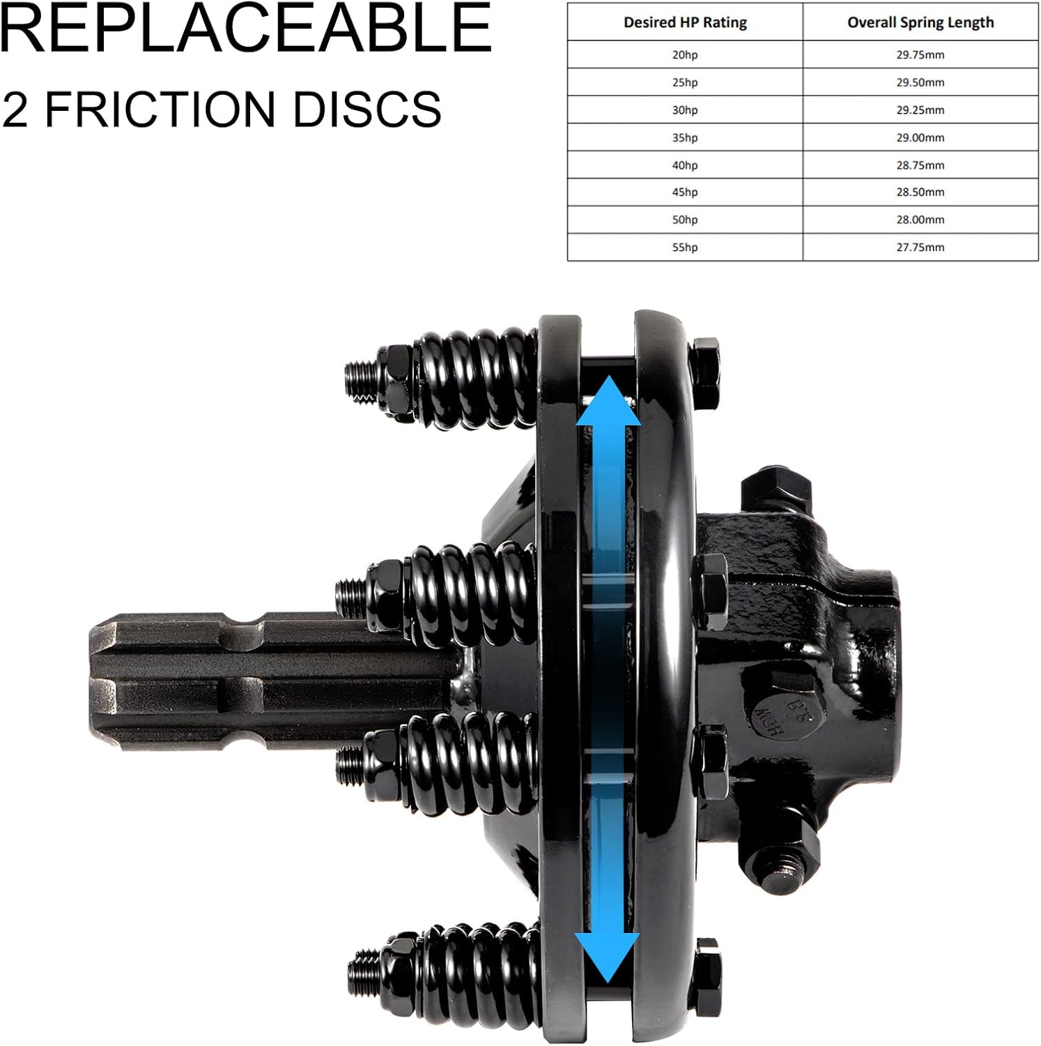 VEVOR Slip Clutch, 1 3/8 PTO Slip Clutch, 6 Spline Ends PTO Friction Clutch, Carburized Steel Tractor Slip Clutch