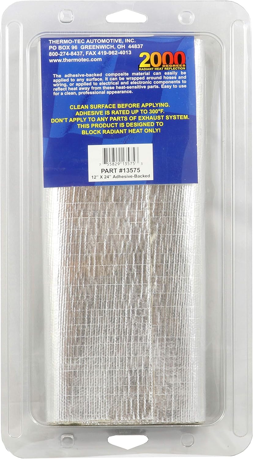 Thermo-Tec 13575 Adhesive Backed Aluminized Heat Barrier, 12" x 48" (2x 24" Sheets) Pack of 2