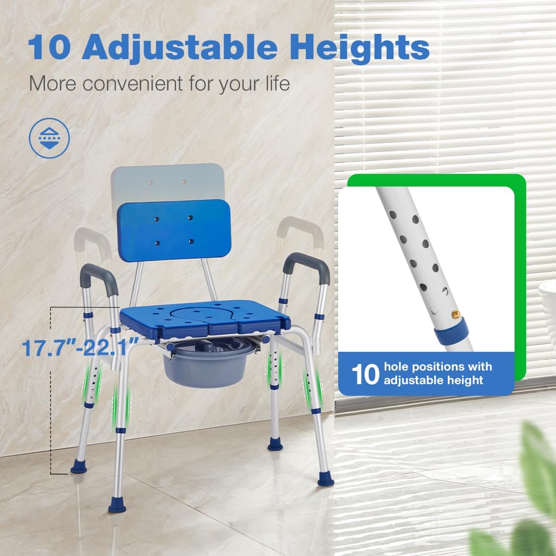 GreenChief 3 in 1 Bariatric Bedside Commode 700LBS, Heavy Duty Commode Chair with Extra Wide Seat Opening