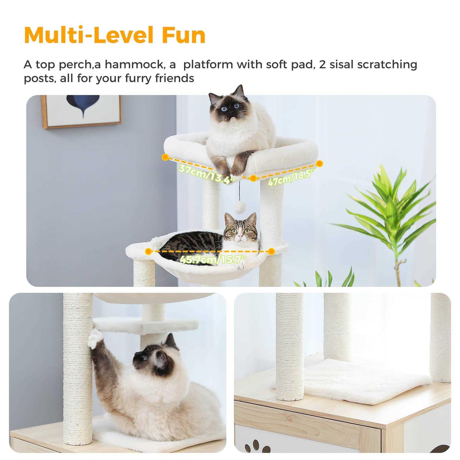 Pawz Road Cat Tree with Litter Box Enclosure Cat Tower with Scratching Posts for All Indoor Cats - Pet Supplies online store