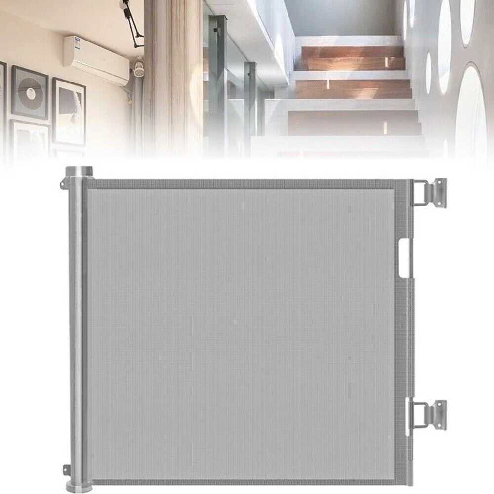 34" x 59" Retractable Baby Gate, Baby Safety Mesh Gate for Stairs, Indoor, Outdoor, Doorways, Hallways (White) - Curated Treasures Market