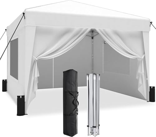 SANWAY 10x10 Pop Up Canopy Tent with Sidewalls x 4 &ndash; Easy Setup Canopy Tent, Waterproof, UV-Resistant