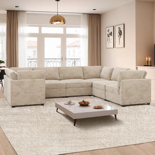 ovios 130.7" Modular Sectional Sofa Couch, U-Shaped Cloud Couches with 2 Ottomans Chaise