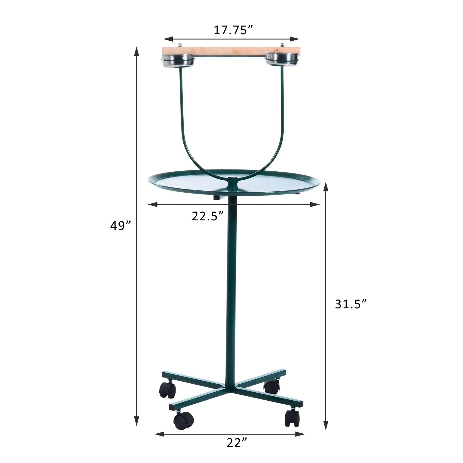 PawHut 49" Rolling T-Stand Bird Training Activity Playground With Perch