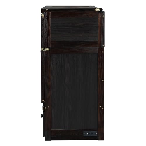 Harper & Bright Designs Queen Size Murphy Bed Cabinet, Solid Pine Wall Bed Chest with USB