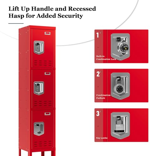 Metal Locker with 5 Doors,Lockers for Employees,66'' Steel Storage Locker for School,Gym, Office, Office,Garage