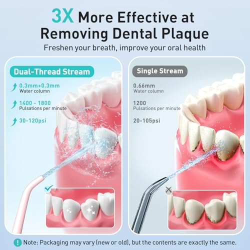 COSLUS Water Dental Flosser Teeth Pick: Portable Cordless Oral Irrigator 300ML Rechargeable Travel Irrigation Cleaner IPX7 Waterproof Electric