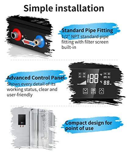 Electric Tankless Water Heater on Demand Point of Use Water Heater V7B-140B 180B