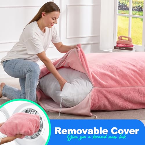 Hobestluk 3 in 1 Bean Bag Chair Giant Bean Bag Chairs Convertible Bean Bag Floor Cushion with Machine Washable Cover